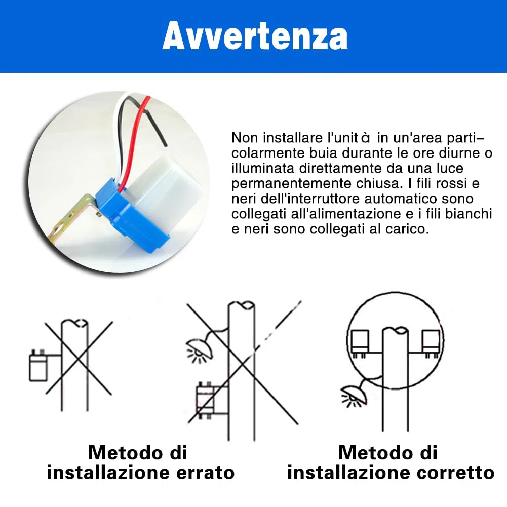 BORDSTRACT 12V Interruttore Crepuscolare, Sensore Accensione Luce Stradale Controllo Accensione/Spegnimento per Esterni Lampade a LED