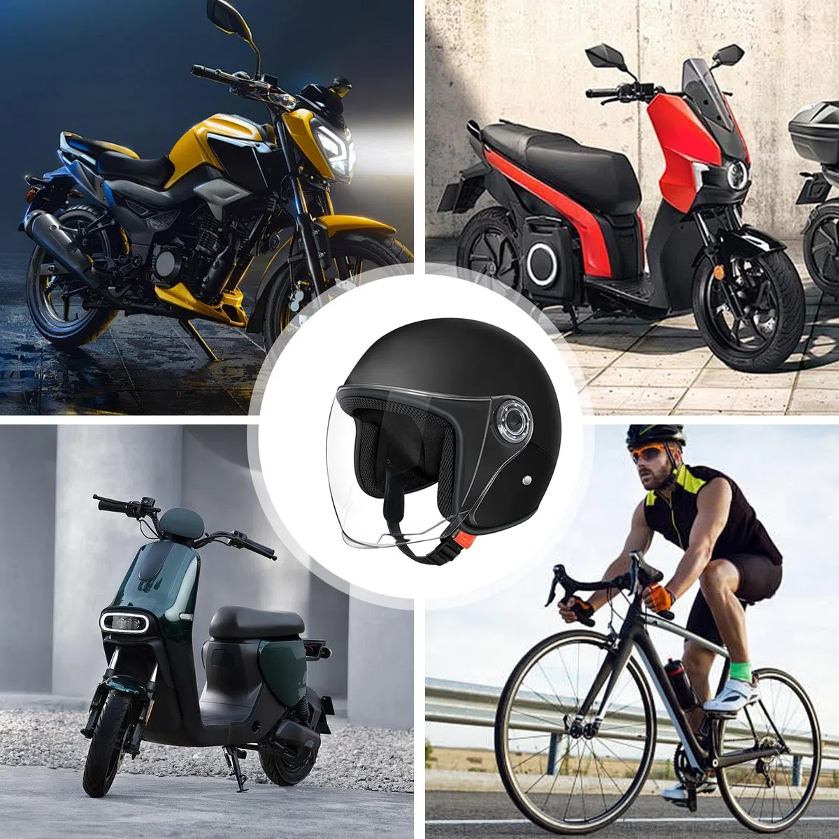 Casco Motociclista Grande,Casco Aperto per Adulti | Equipaggio Protettivo con Visiera per Avventura Pendolarismo Scooter Sportivo