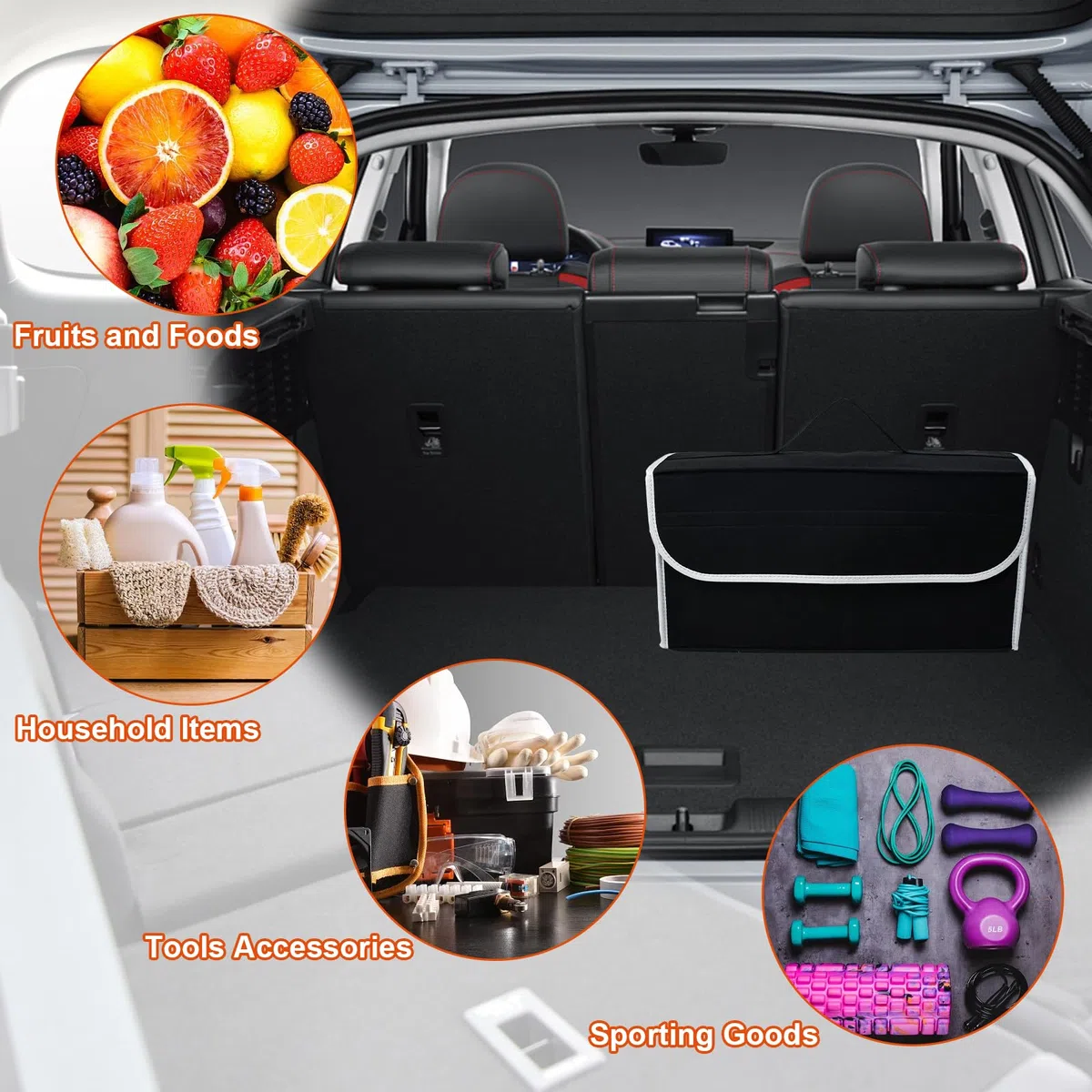 Borsa Organizer per Bagagliaio Auto,Contenitore in Feltro per Bagagliaio da 50 x 24 x 15 cm,Organizzatore Bagagliaio Feltro Pieghevole Adatto a Tutti i Veicoli (Nero)