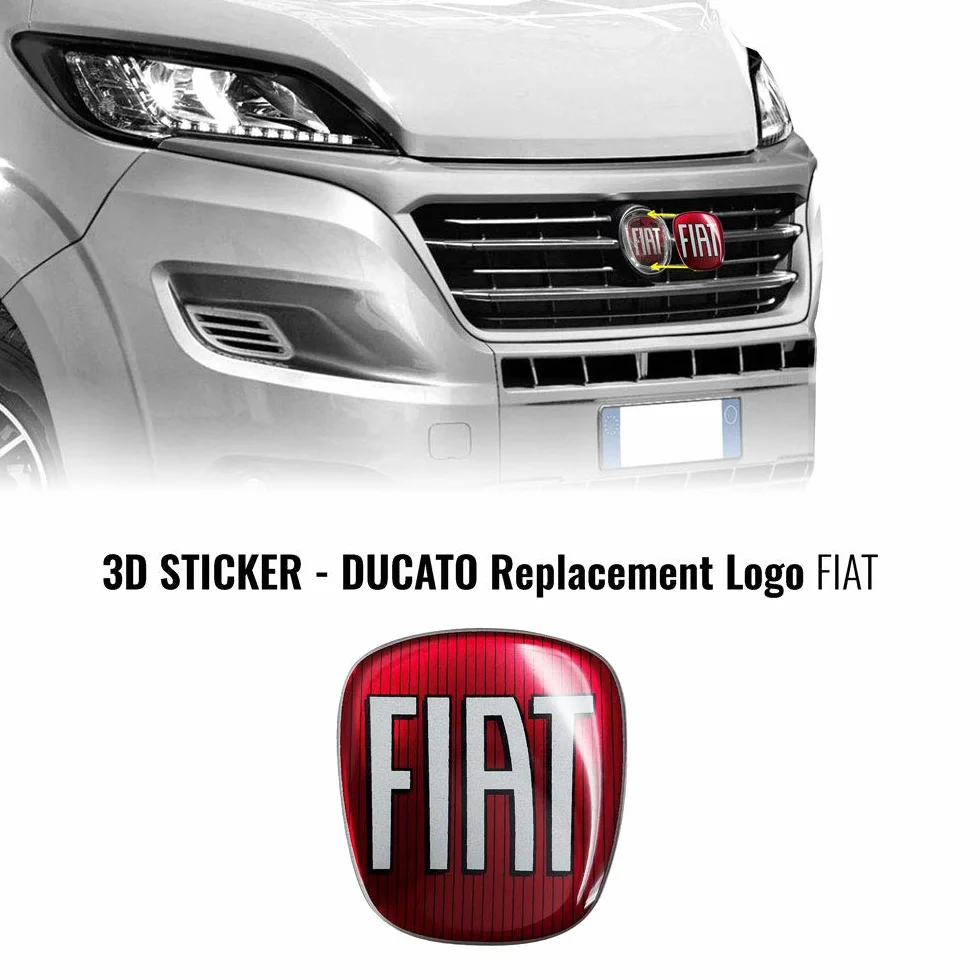 Adesivo Fiat Professional 3D Ricambio Logo Anteriore + Posteriore per Ducato