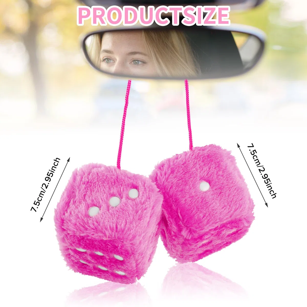 Dadi Di Peluche Auto, Un Paio Di Dadi Peluche Appesi, Accessori Auto Dadi Peluche Rosa Accessori Dadi Peluche Auto Specchietto Retrovisore Interno Auto Accessori Appesi 2.75 Pollici Dadi Auto