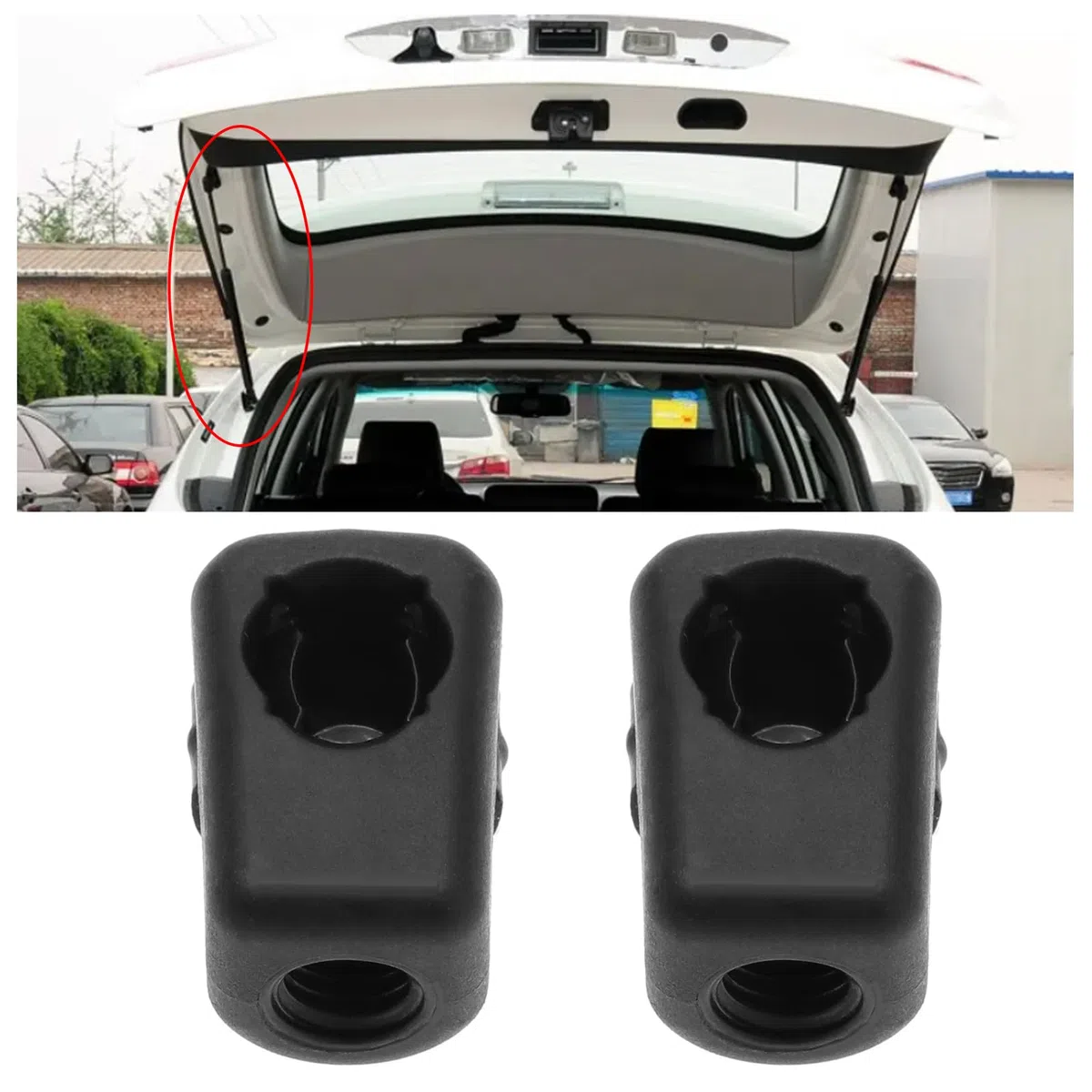 EMSea 4 Pezzi Molla Raccordo Terminale Molla Posteriore Portellone Posteriore Molla Pneumatica Connettore Cofano Bagagliaio Conversione Auto Roulotte M8x11.3mm Para cabezal esférico de 10 mm
