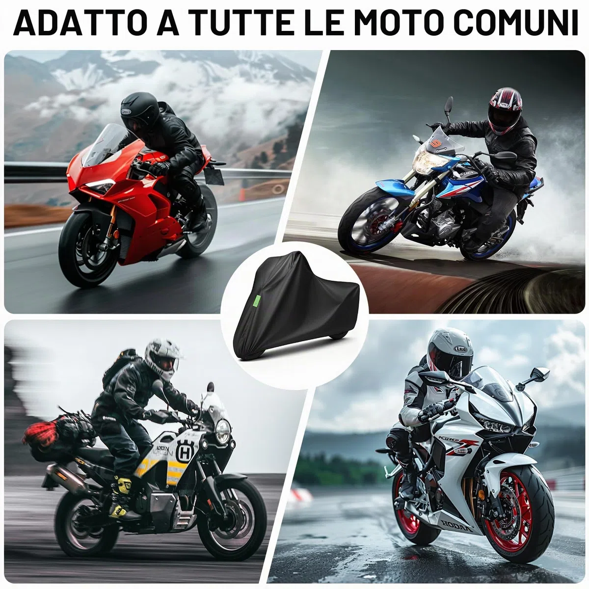 Telo Coprimoto da Esterno, Telo Moto per Esterno Impermeabile, Copri Antigrandine Universale per Scooter Motorino Ciclomotori Motocicletta Stradale Motocross 245 * 105 * 125cm (XXL)