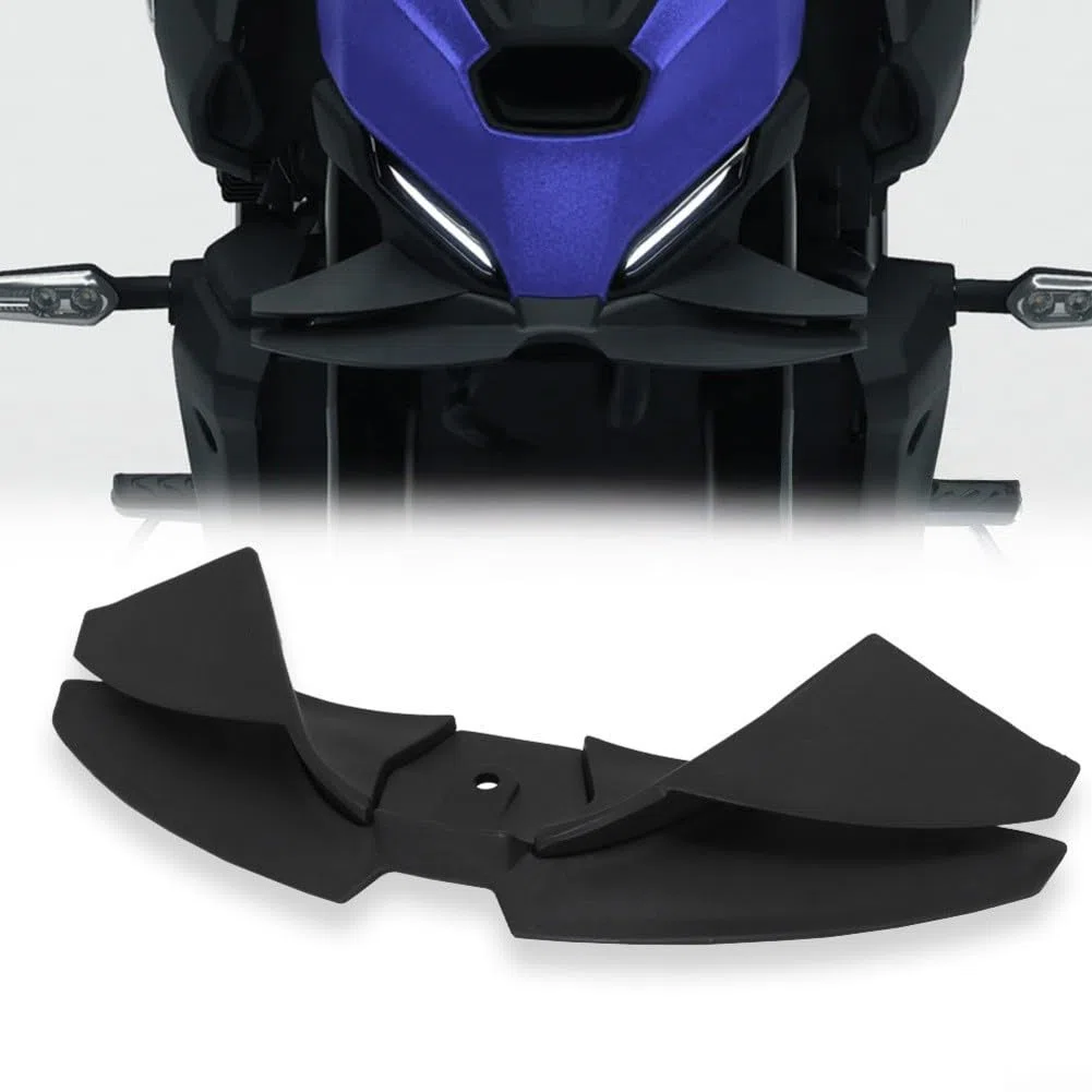 Kit spoiler anteriore per MT-07 2024-2025, ala aerodinamica Winglet a basso carico aerodinamico, materiale ABS, stampa a trasferimento d'acqua nera, compatibile con modelli MT-07 2024 2025