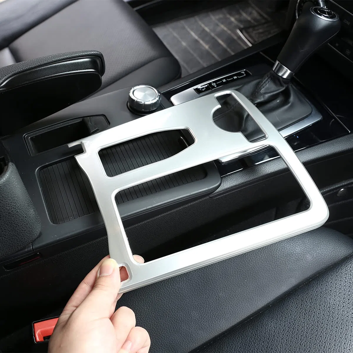 per classe C W204 2008-2014 auto ABS argento opaco console centrale portabicchieri telaio trim accessorio per Benz classe E W212 Coupe W207 C207