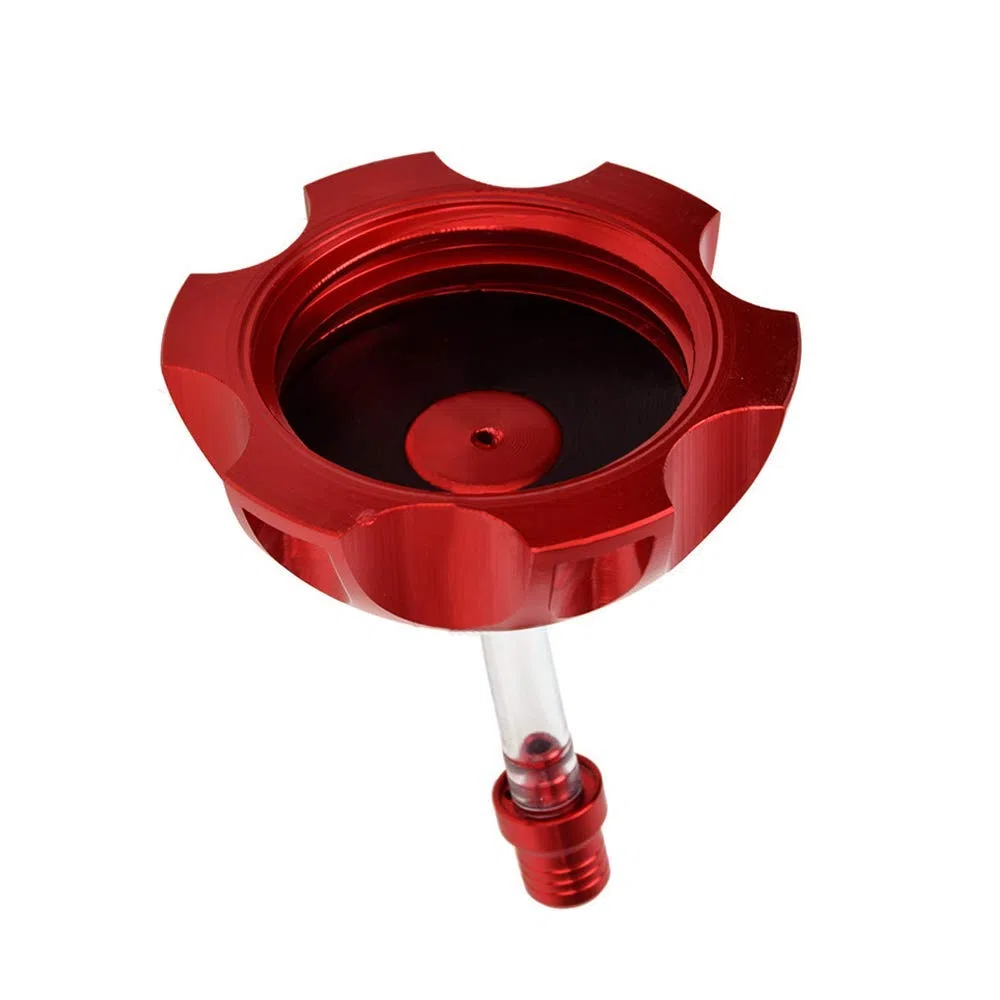Tappo Serbatoio Moto 48,5 mm Rosso CNC con Valvola di Spurgo e Tubo Ventilazione, Universale per Dirt Bike Pit Bike ATV Quad