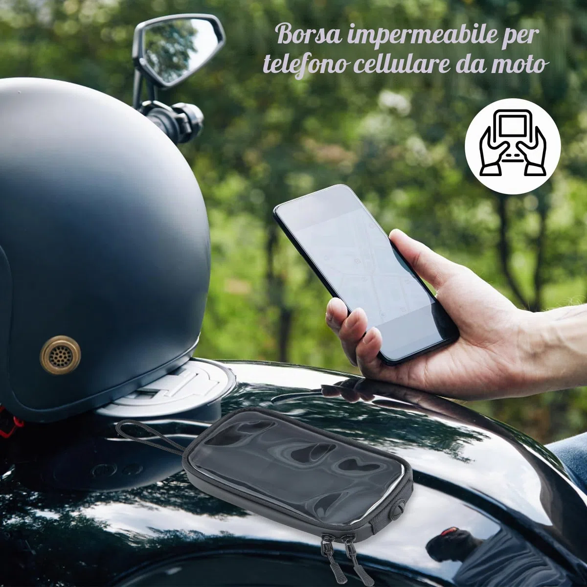 Borsa Serbatoio Moto Borsa da Serbatoio Magnetica Impermeabile Universale Supporto per Telefono Cellulare Moto con Finestra Trasparente