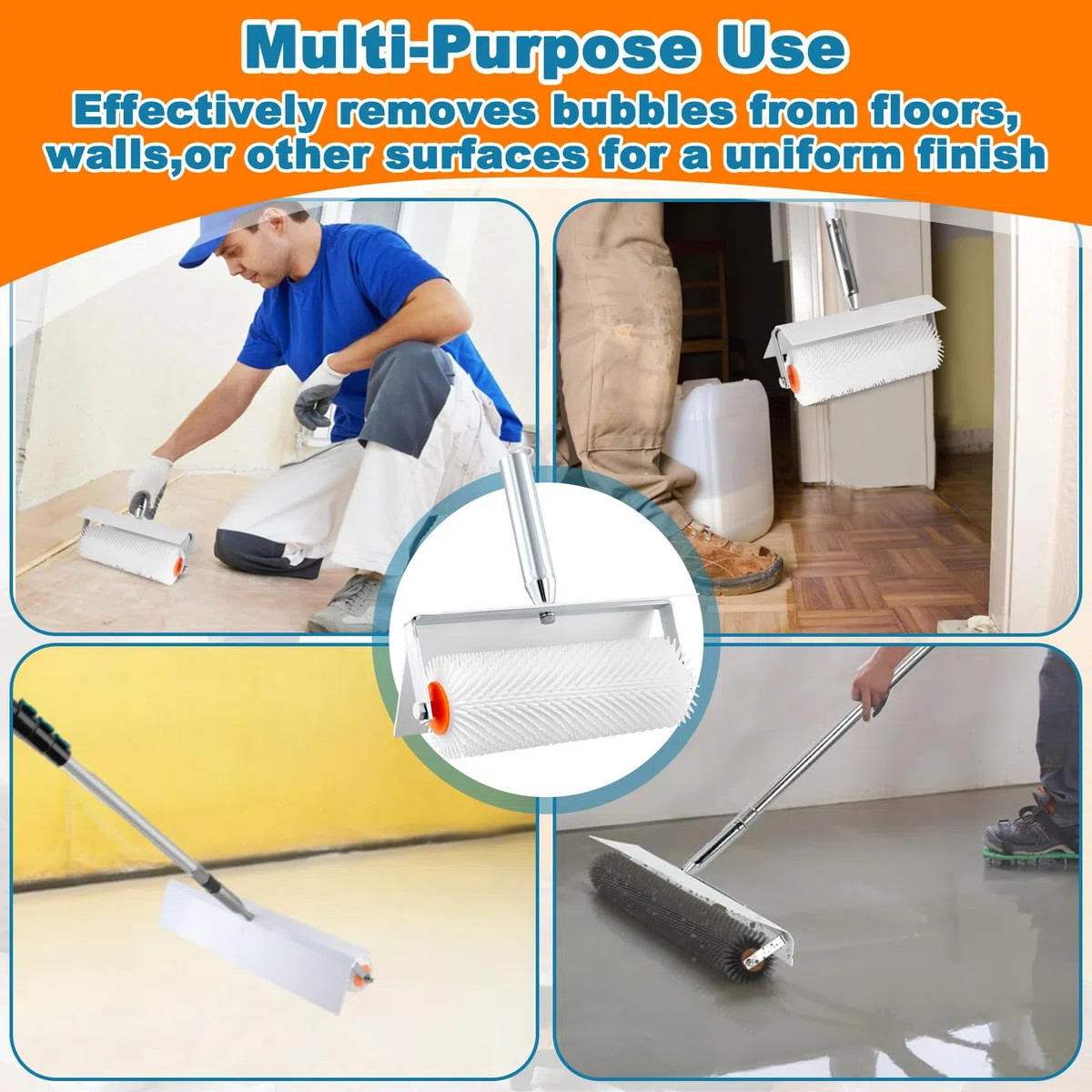 Rullo Frangibolle per Autolivellante, Spiked Rullo, Rullo da 25 cm con paraspruzzi, per Rimuovere Bolle d'Aria e Creare Una Superficie Liscia