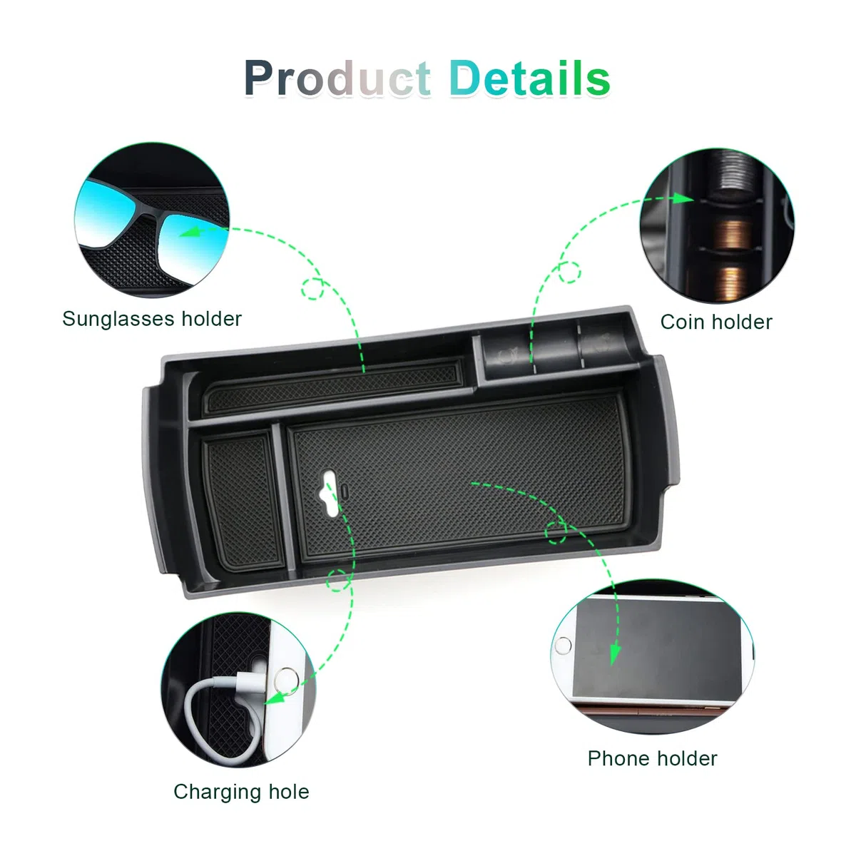 GAFAT DS 7 Crossback/Facelift 2025 2026-2017 Scatola Portaoggetti, DS7 Crossback 2025 Organizer per Console Centrale e Braccioli, Compatibile con Citroen DS7 Crossback Accessori