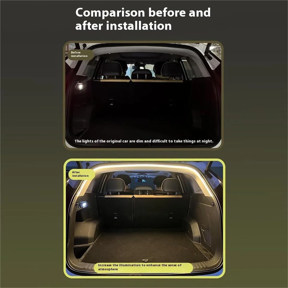 Striscia luminosa a LED dinamico per bagagliaio, impermeabile, per area di carico o illuminazione interna, decorazione per auto, SUV, camion (luce a cerchio completo, 4 m)