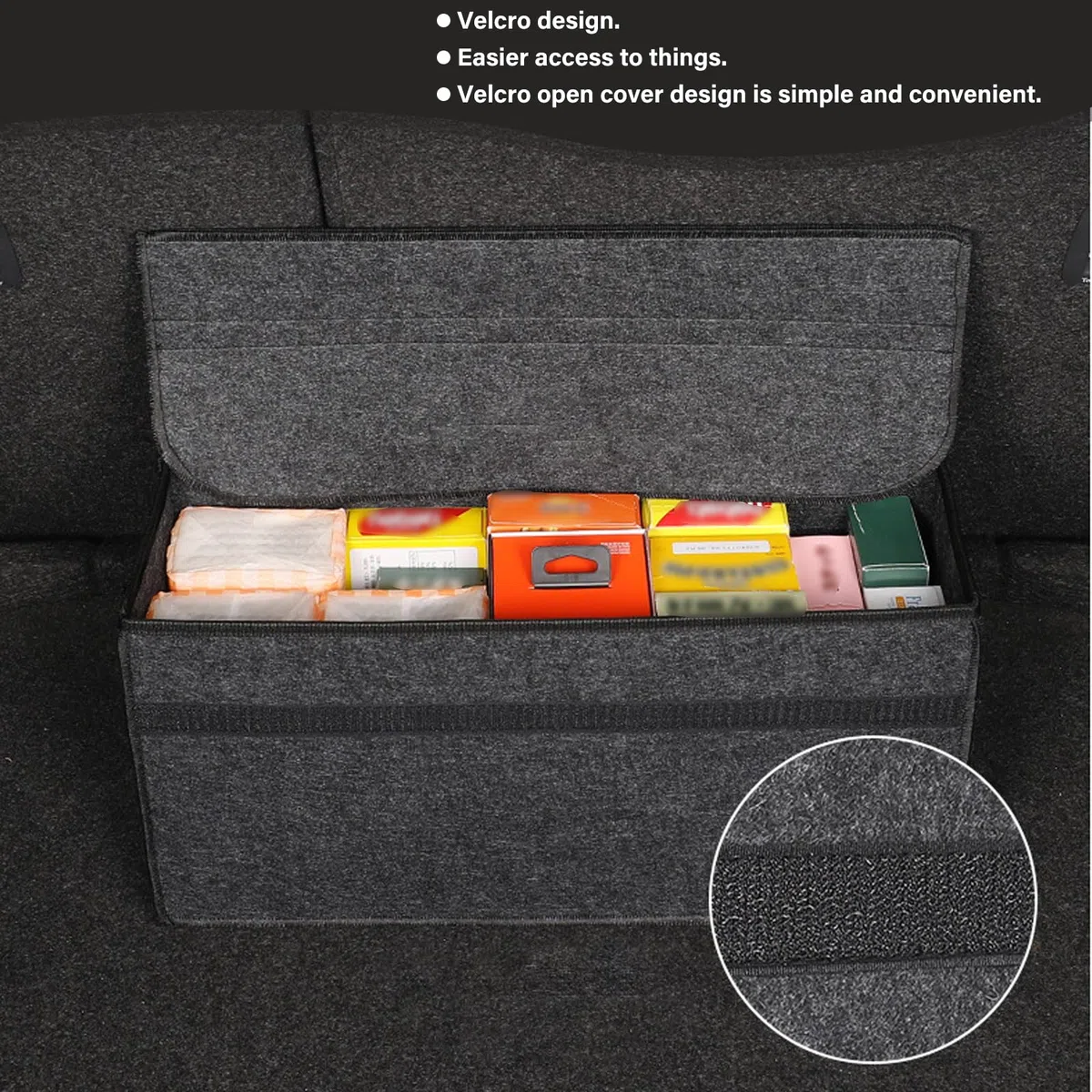 Organizer per bagagliaio, pieghevole, per auto, misura XXL, antiscivolo, 60 x 25 x 17 cm