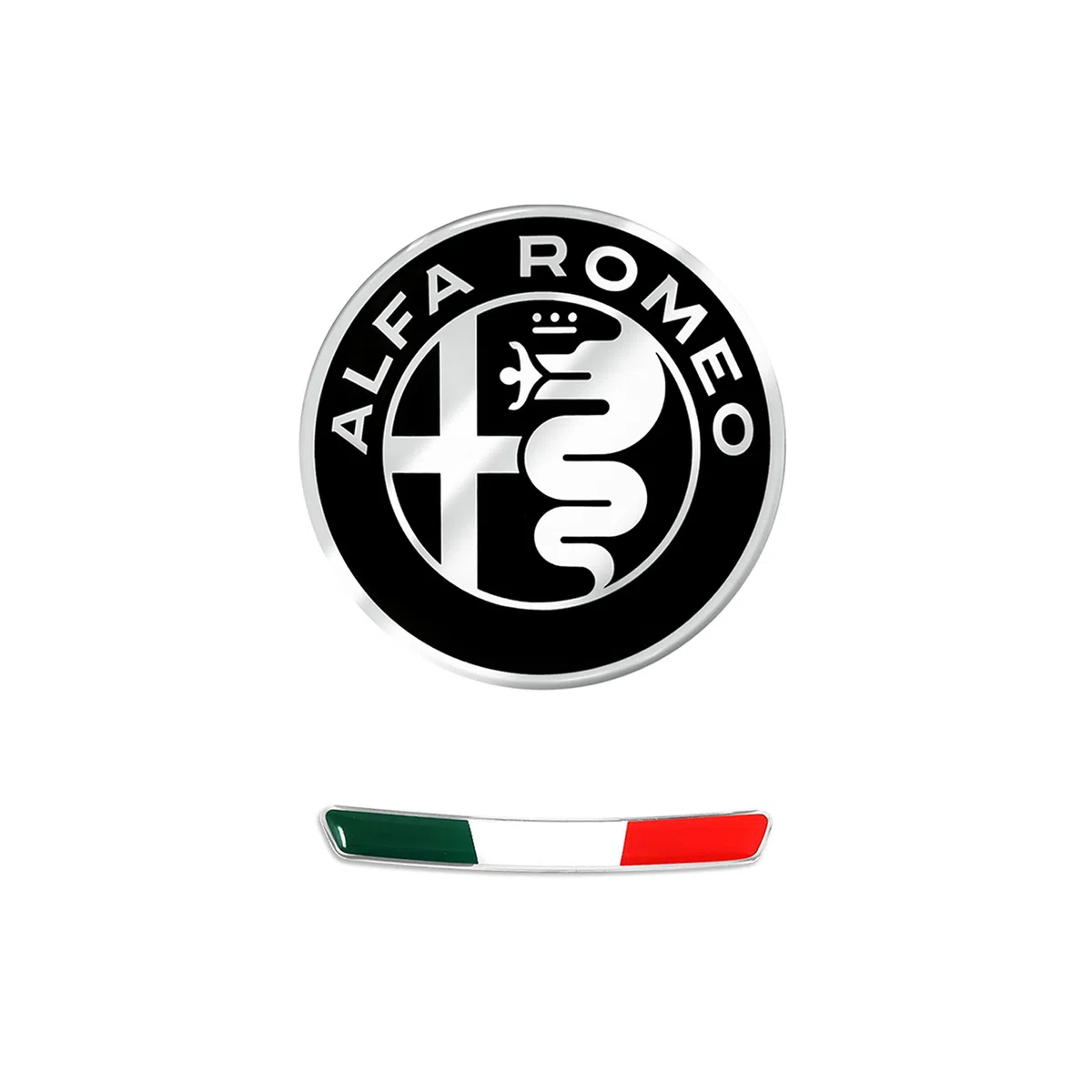 4R Quattroerre.it Kit Adesivo Alfa Romeo Logo 51 mm + Bandiera per Interno Giulia Stelvio