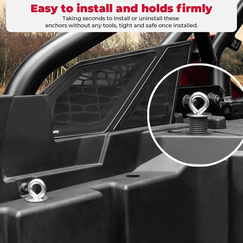 Confezione da 6 ganci di ancoraggio Lock and Ride per polaris per rzr 1000 UTV ATV, robusto metallo presa sicura, nero argento