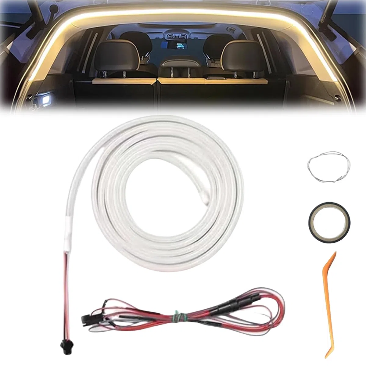 Striscia luminosa a LED dinamico per bagagliaio, impermeabile, per area di carico o illuminazione interna, decorazione per auto, SUV, camion (luce a cerchio completo, 4 m)