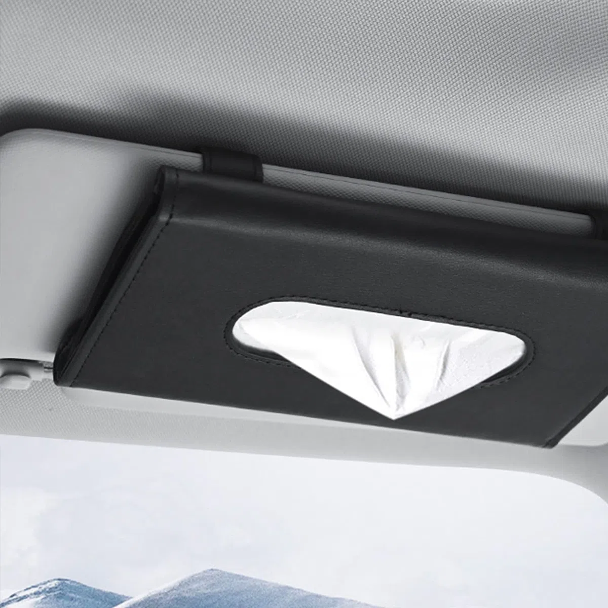 Auto Porta Fazzoletti per Auto, Portafazzoletti in Pelle Pu, Porta Fazzoletti in Pelle PU, per Auto Parasole, Sedile Posteriore per Auto (Nero)