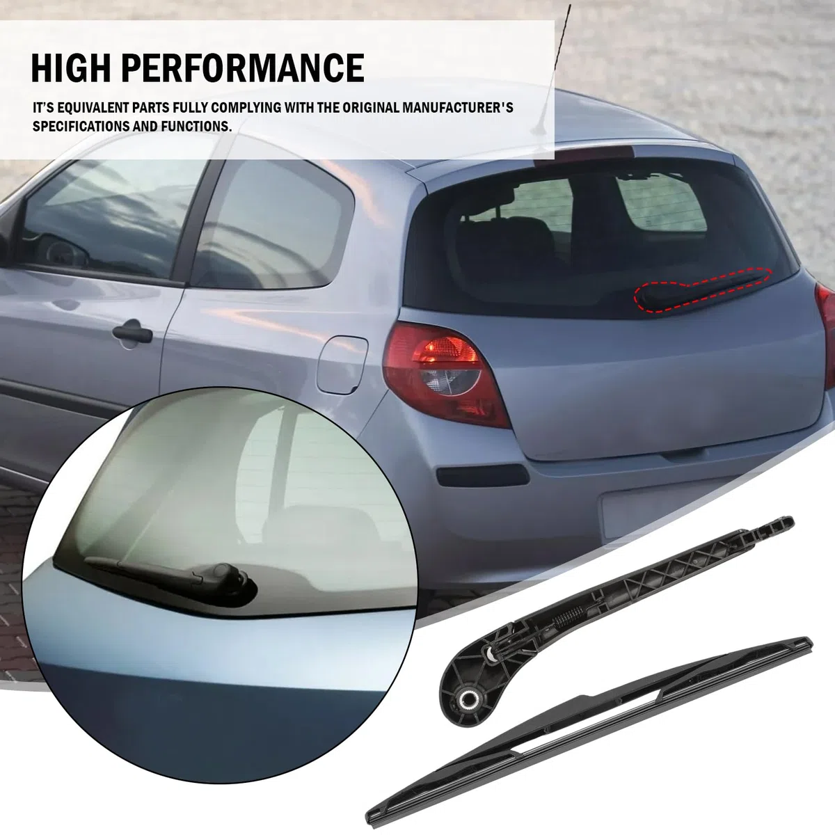 Tergicristallo posteriore per Clio 3 2005-2014 Braccio e lama tergicristallo posteriore braccio con Braccio tergicristallo posterior per Clio III (BR0/1, CR0/1) 7700433319 7701059392