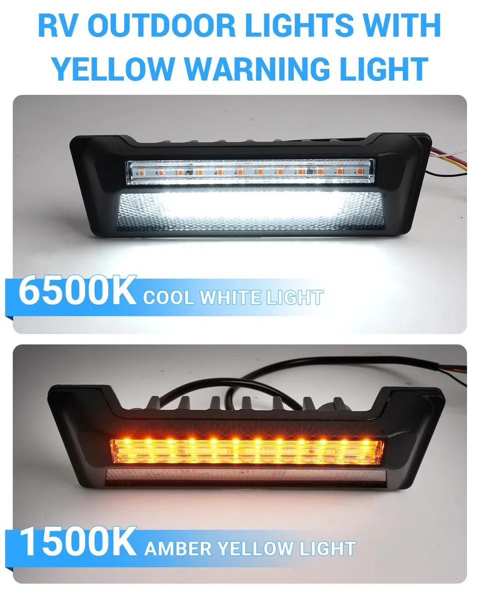 SUPAREE Luce a LED da 12 V per tenda da campeggio, colore ambra, 6500 K bianco e 1500 K ambra, 6000 lm, IP67, impermeabile, per barca, camper, camper, 1 pezzo