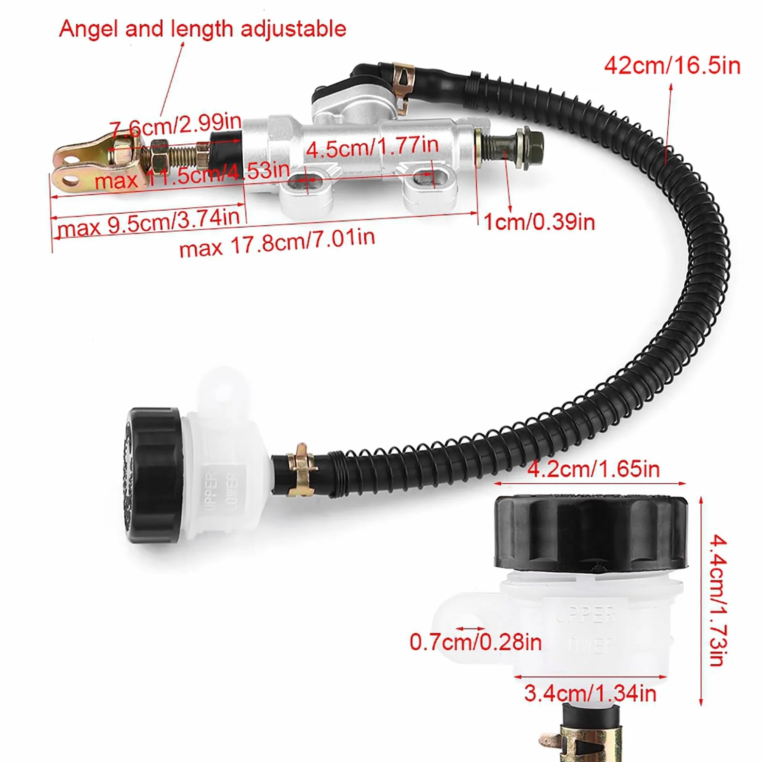 Pompa Freno Idraulica a Pedale Posteriore Premium per Moto, Adatta per Cilindro Principale per Dirt Bike ATV, Eccellenti Prestazioni di Frenata per la Maggior Parte dei Motociclisti (WHITE)
