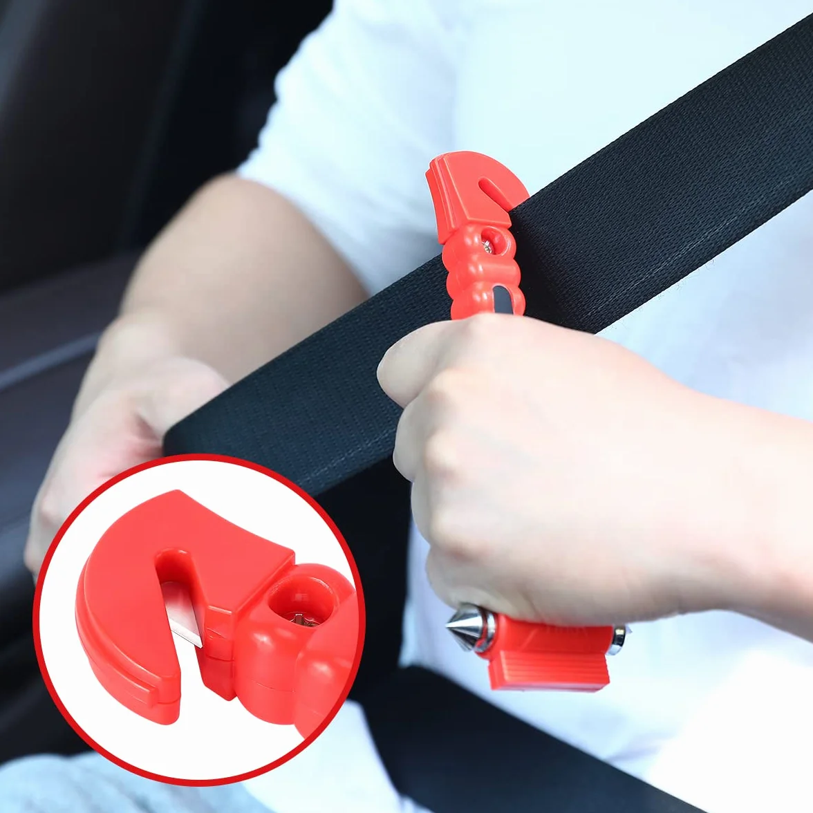 4 Pezzi Martello di Emergenza per Auto con Taglia Cinture - Martelletto Rompivetro Auto con Punte Indurite - Martello di Sicurezza per Rompere Finestra e Tagliare Le Cinture di Sicurezza