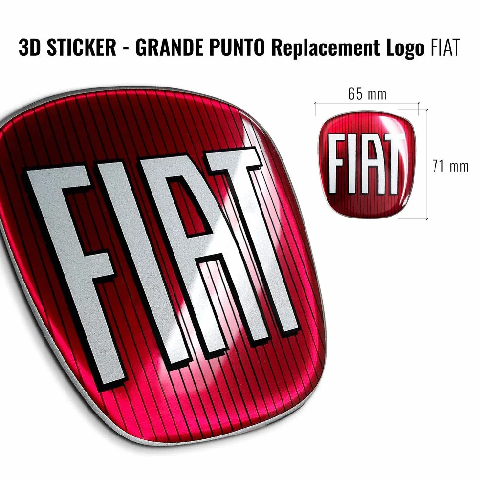 Adesivo Fiat 3D Ricambio Logo Anteriore + Posteriore per Grande Punto