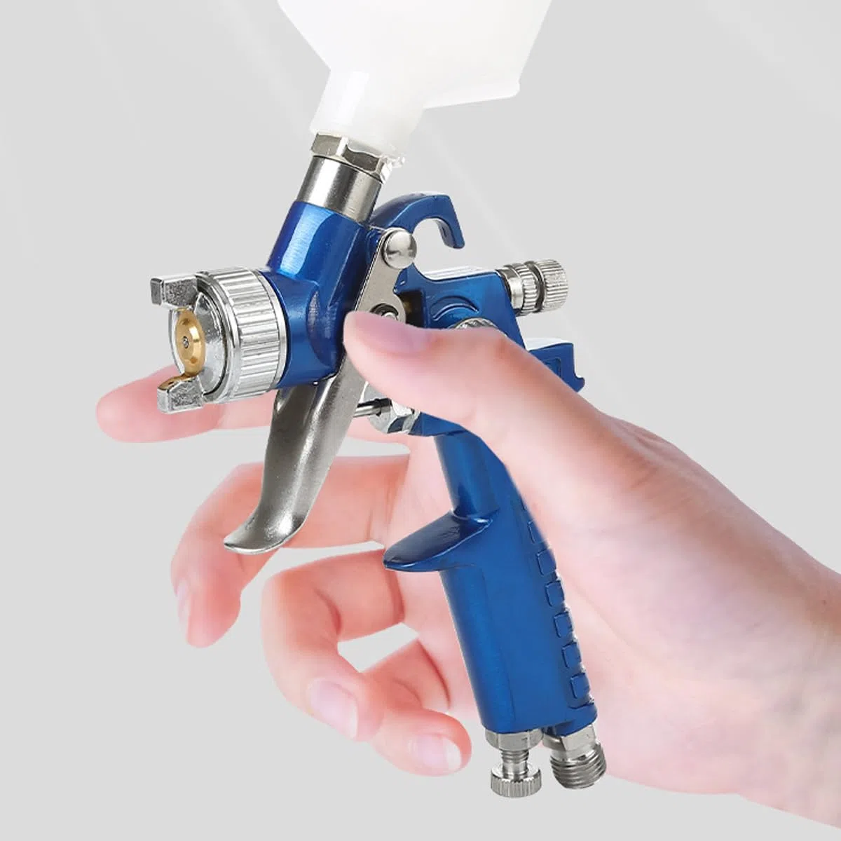 JNNJ Ugello di Rame capacità HVLP a Spruzzo di gravità con Regolatore d'Aria, Mini Spruzzo per Verniciatura HVLP con Alimentazione a gravità Ugello di Rame da 1,0mm, Universale Accessorio per Auto