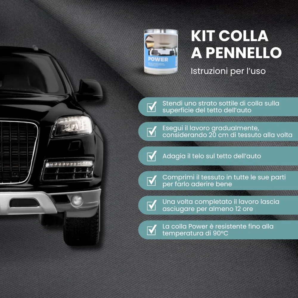 TENDAGGIMANIA Tessuto Cielo Auto Kit + Colla Alte Temperature -Modello NIDO D'APE - PERSONALIZZA MISURA E COLORE - Ripara Tetto Auto Scollato
