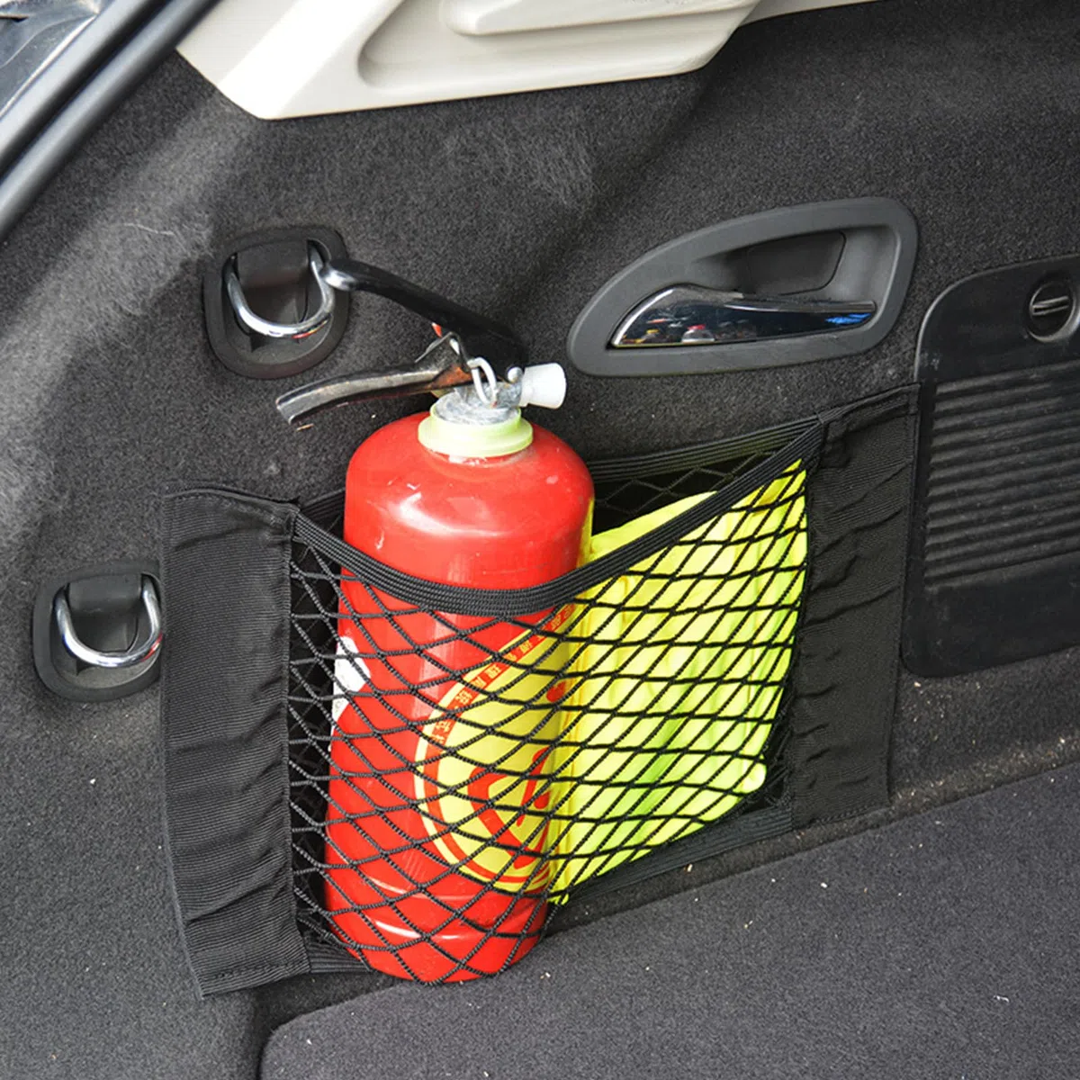 Rete Bagagliaio Auto 2 Pezzi Velcro Rete portaoggetti e 1 Pezzi Rete Elastica per Portaoggetti con Ganci Reti Car Groceries Organizer per Tutti i Tipi di Auto (50x25cm, 60x40cm)