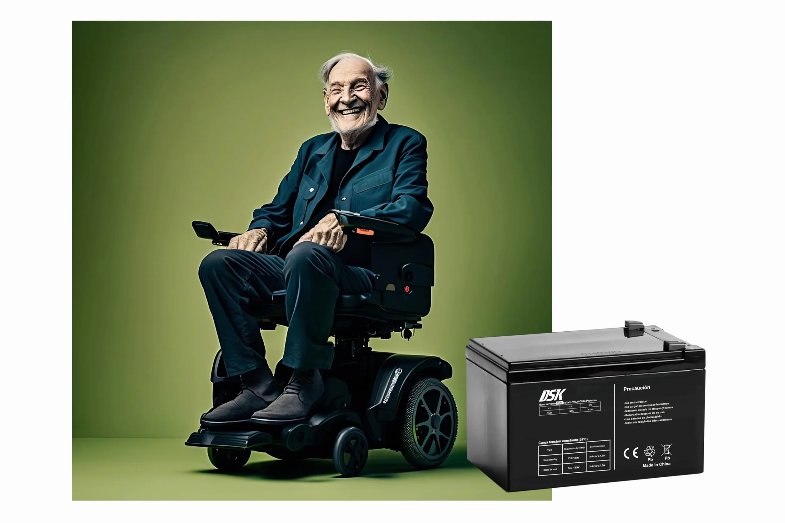 DSK 10358 - Batteria al piombo sigillata AGM ricaricabile da 12V 4 Ah. Ideale per giocattoli elettrici per bambini come motociclette e scooter, nero