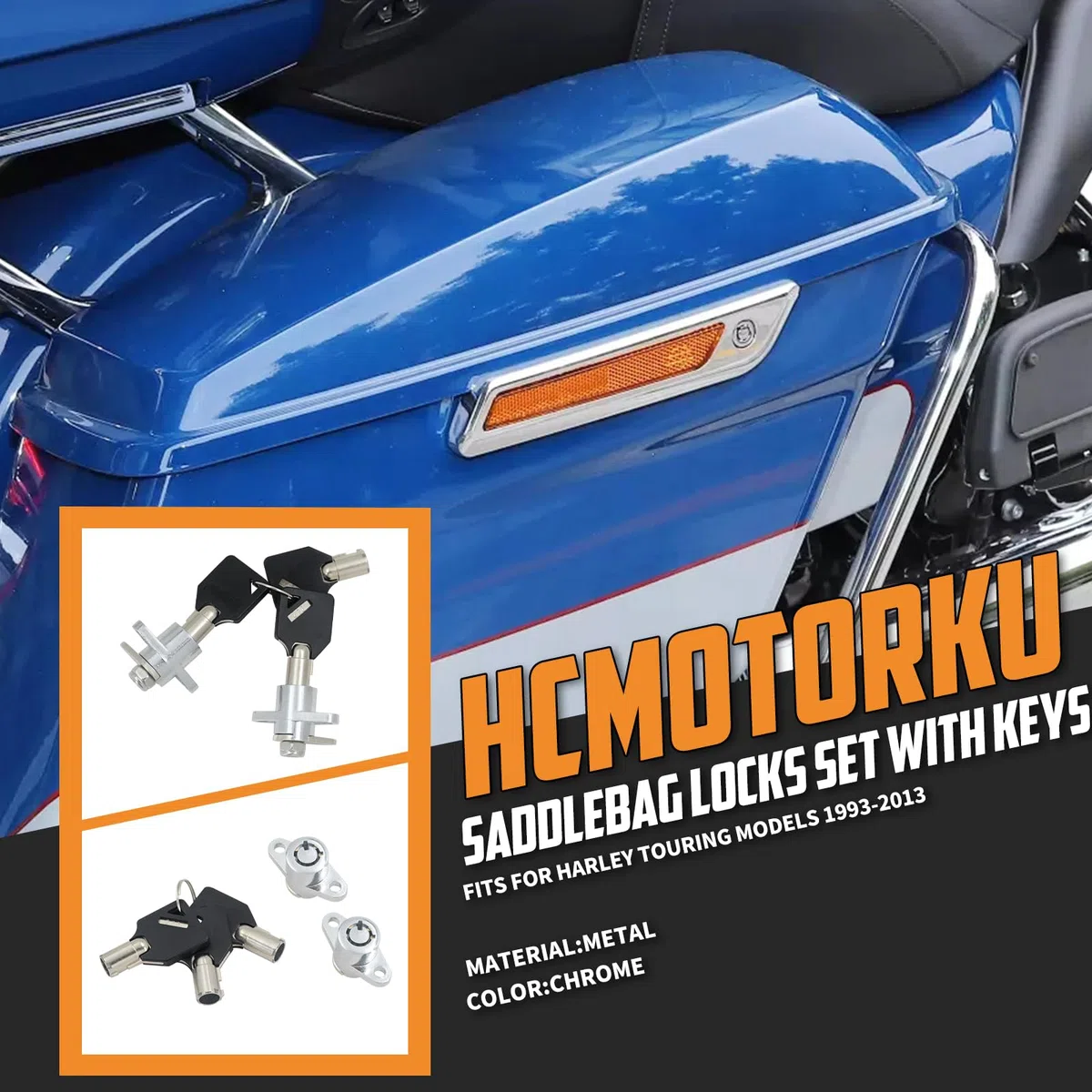 Set di serratura rigida per borsa laterale per moto Harley Touring Electra Glide Road Glide 1993-2013