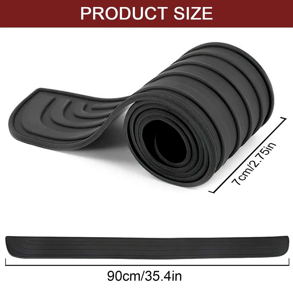 Protezione Paraurti Posteriore Auto,Protettore del Bagagliaio in Gomma 90cm x 7cm,Protezione Paraurti,antigraffio,Adatto Alla Maggior Parte Degli Accessori Esterni Dell'Auto SUV