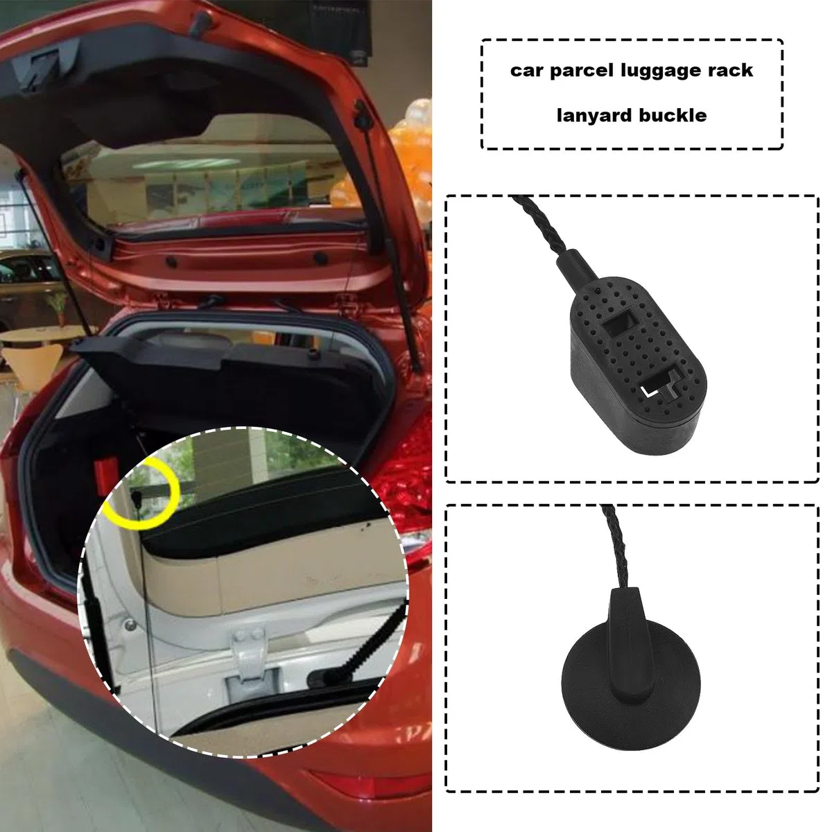 SG Store 1 Set Di Cordoncini Per Ripiano Posteriore Di Ricambio 2423830 Compatibile con Ford Fiesta MK8 Benzina 2017-2021 Cinghia Per Ripiano Posteriore Nera