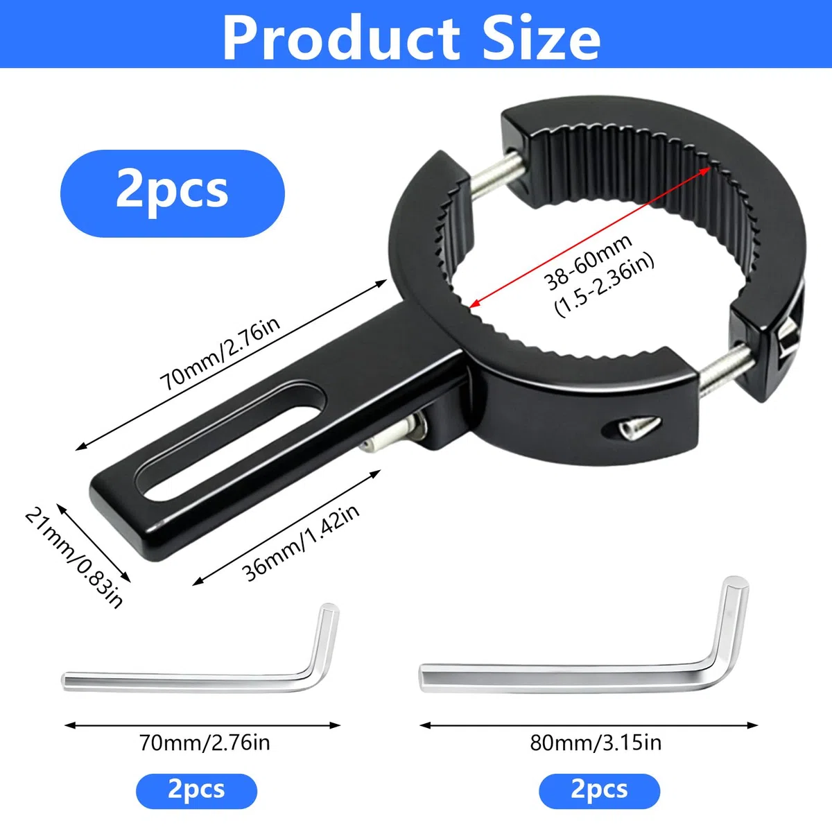 2 Pezzi Staffa Supporto Faro Moto, Staffa di Montaggio Fari Led Universale Regolabile da 38-60 mm per Moto/Auto/Camion