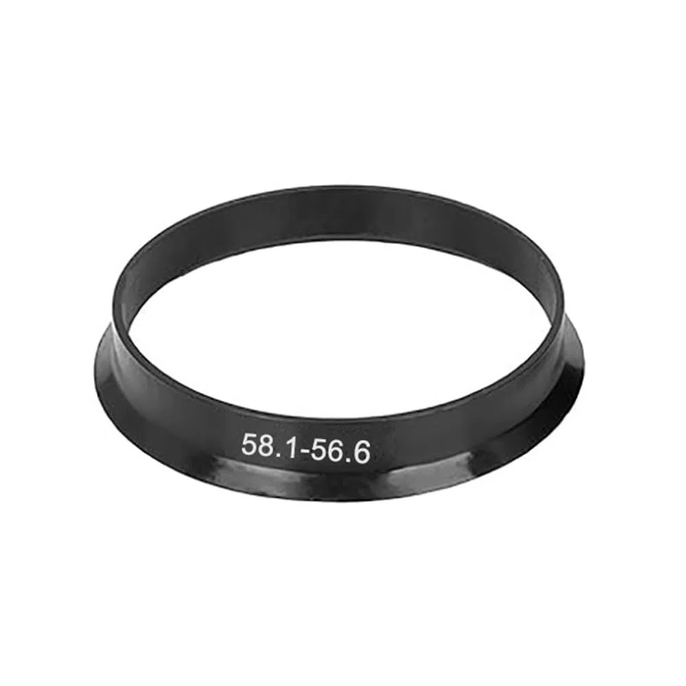 Anelli di Centraggio 4 Pezzi 58.1-56.6mmAnelli centrici del mozzo Ruota in plastica Nera Anello Centrale del mozzo Ruota for Auto Parti del cerchione Anelli Centraggio