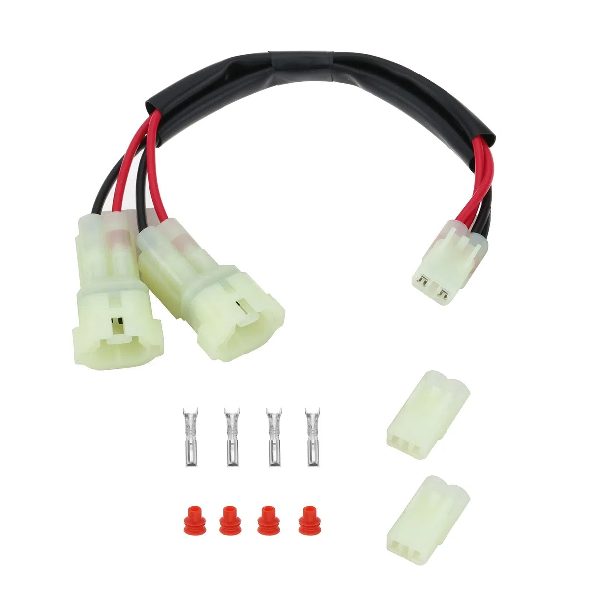 1Set Divisore di Potenza Doppio per Moto con Connettori Femmina a 2 Vie, Guarnizioni per Fili e Terminali, Compatibile con Honda CB500X CBR650R CB1000R