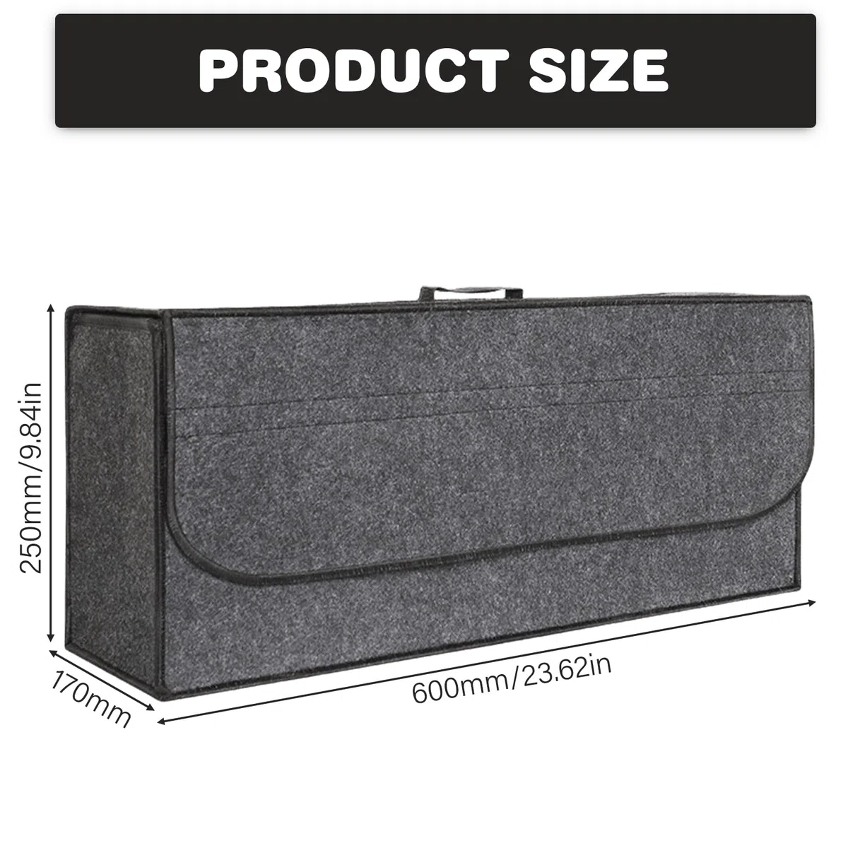 Organizer per bagagliaio, pieghevole, per auto, misura XXL, antiscivolo, 60 x 25 x 17 cm