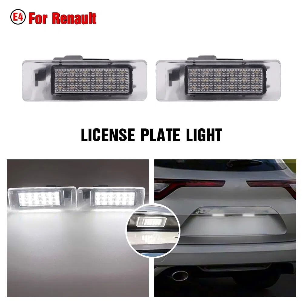 2 PZ LED Licenza Numero Targa Luce Per Renault Megane 4 Scenic IV Twingo Kangoo Koleos MK2 Clio IV V Logan Sandero Dacia Duster Luci Targa per Auto