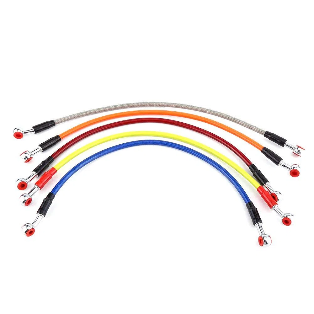 Linea del tubo dell'olio del freno, linea del freno dell'olio intrecciato Banjo Raccordo estremità in acciaio inossidabile, adatto per la maggior parte dei motocicli(45cm Grigio)