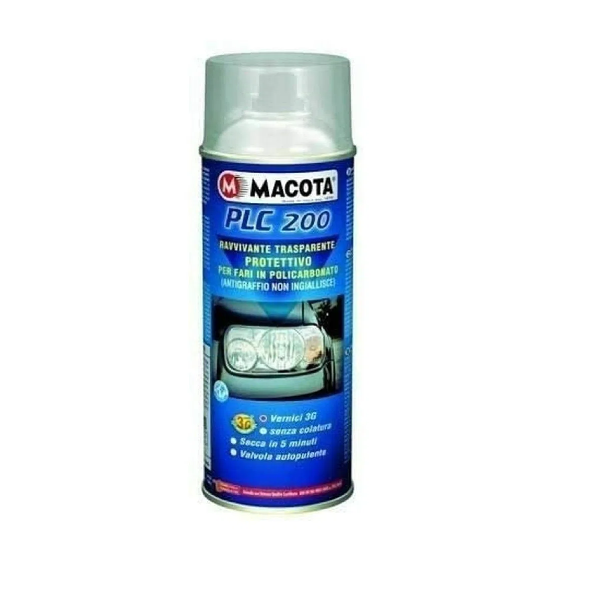 Macota PLC200 400 ml rinnova rigenera fanali Spray ravvivante fari Auto Moto RAVVIVANTE Trasparente Protettivo