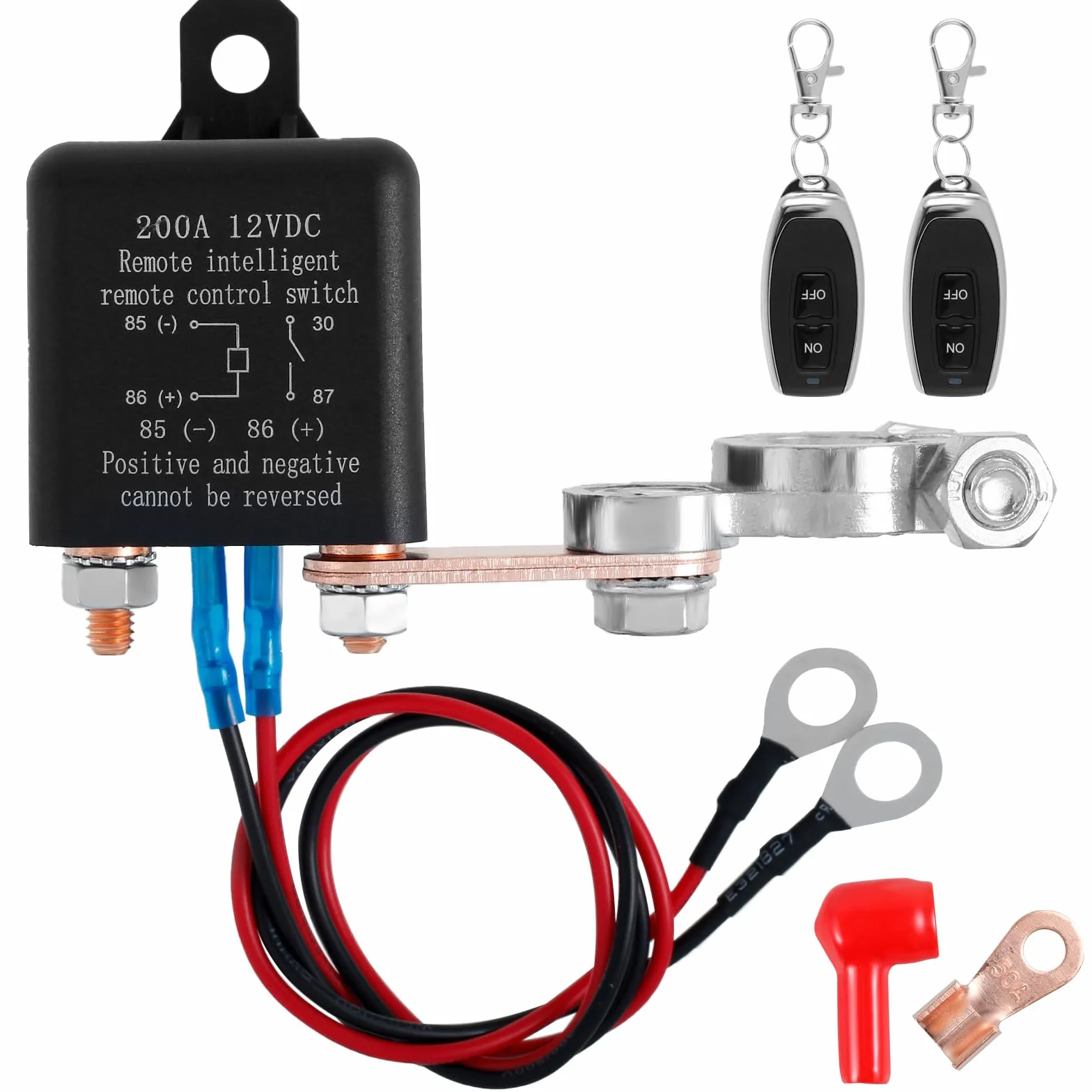 Stacca Batteria 12V 200A Con Telecomando - Interruttore di Scollegamento Remoto Riutilizzabile per Auto e Barca (Doppio Telecomando)