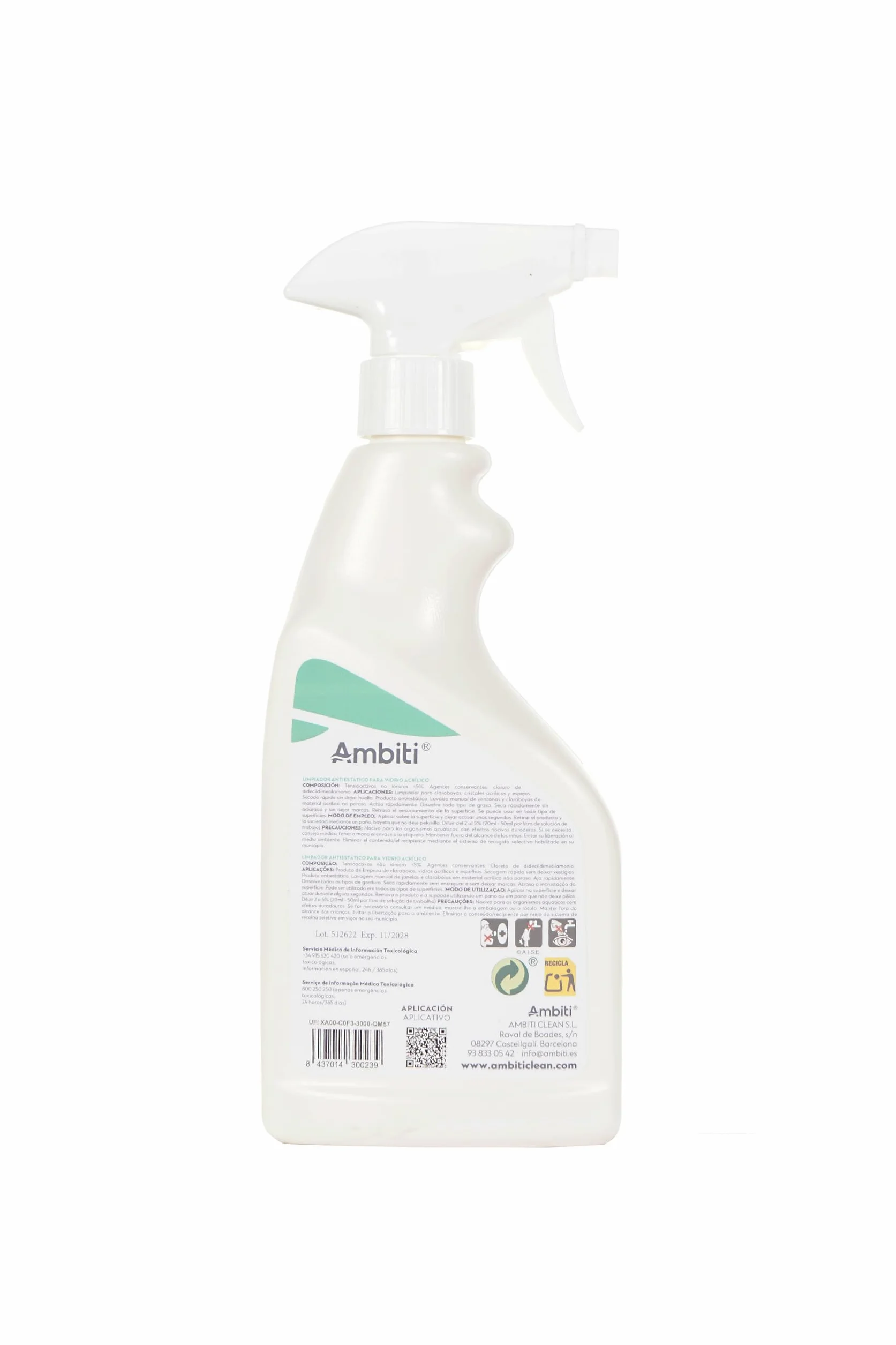 Ambiti Acrylic Cleaner - detersivo antistatico per vetri e lucernari acrilici di camper e caravan
