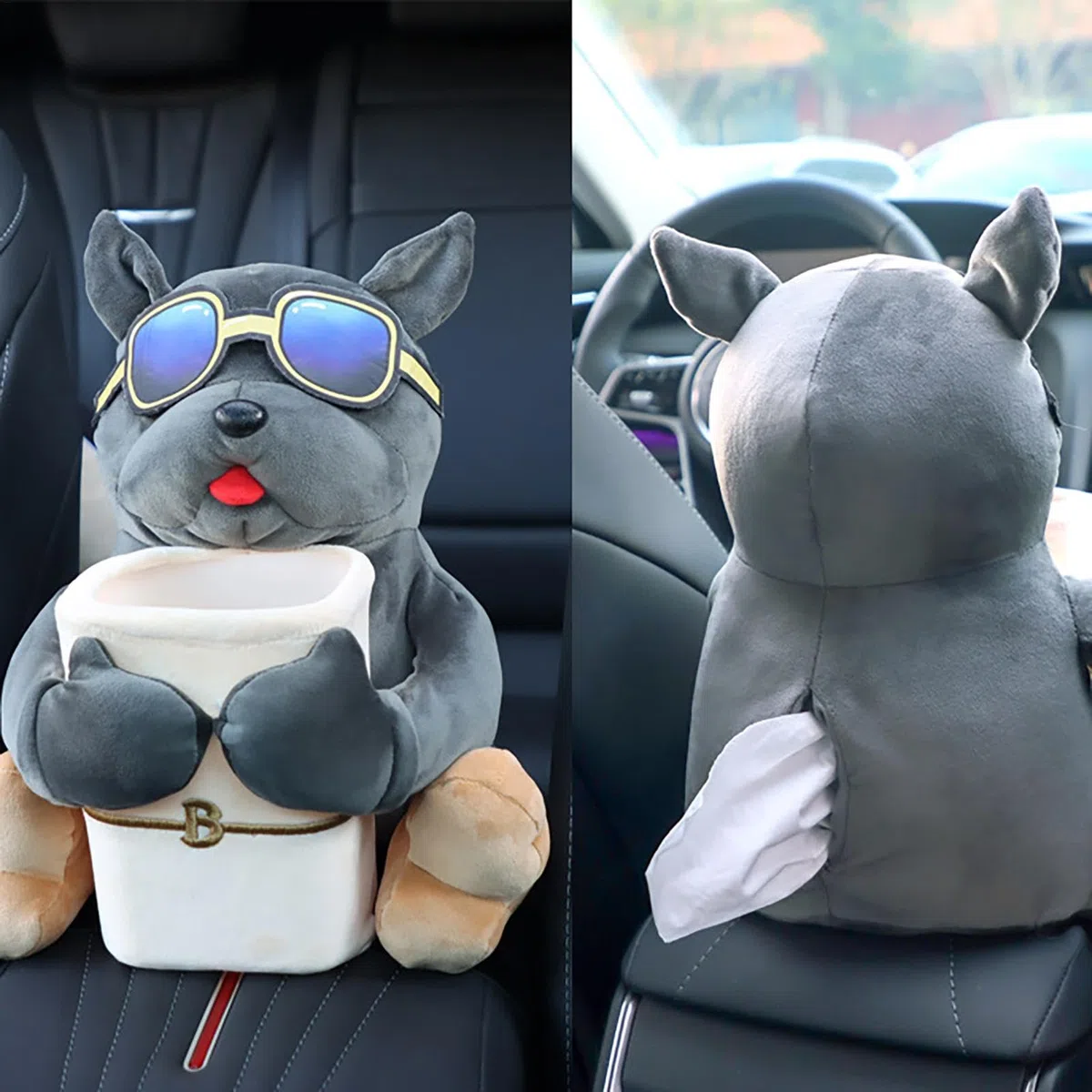Porta per auto, cestino per auto, scatola di per auto, porta in peluche, porta per animali dei cartoni animati, Organizer per riporre oggetti,