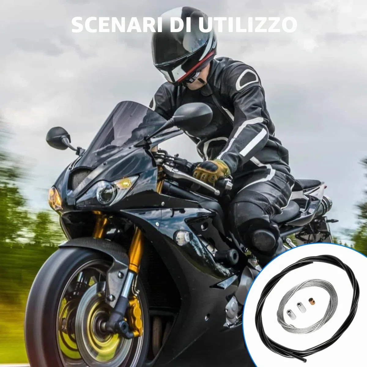 Cavo acceleratore universale da 2,50 m con guaina - Per carburatore scooter 50cc, moto e motorino