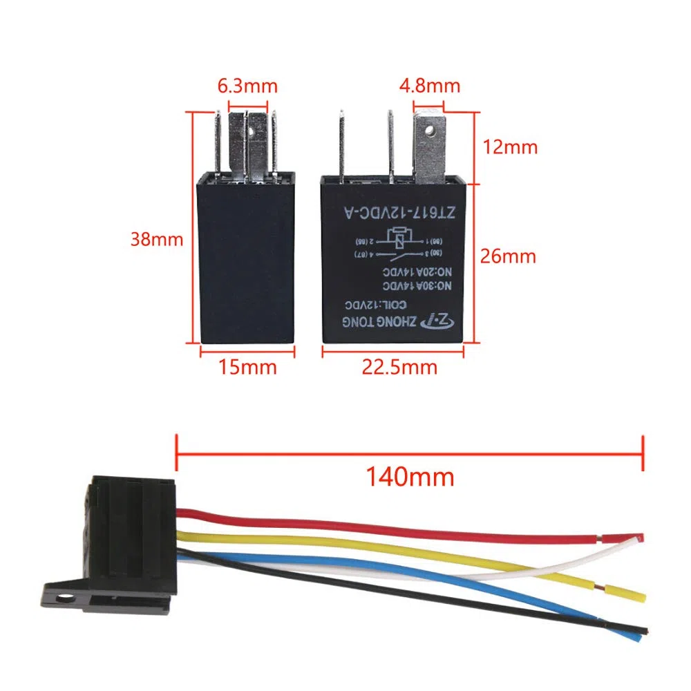 5 X 12V 30A 12V Auto Relè 5Pin Veicolo Automobile Relè Interruttore Elettrici Avviamento Pompa Carburante Fan Pesante Spdt Cavo Presa