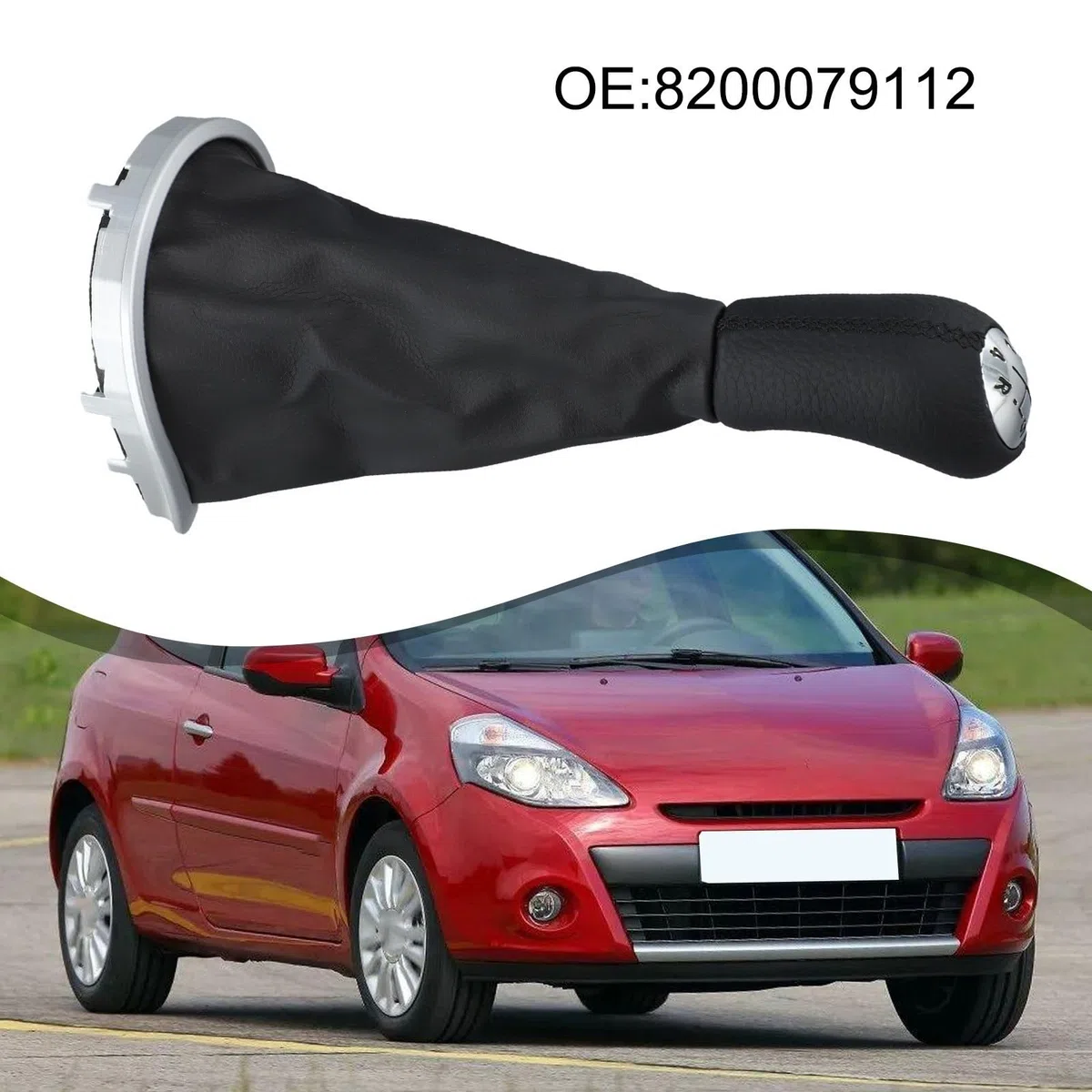 Per Renault Per Clio 3 Pomello Del Cambio Manuale Per Clio III, 8200079112 Parte Di Ricambio, Pelle Avvolto Pomello Del Cambio, Ingranaggio In Plastica Nera, 2005 2006 2007