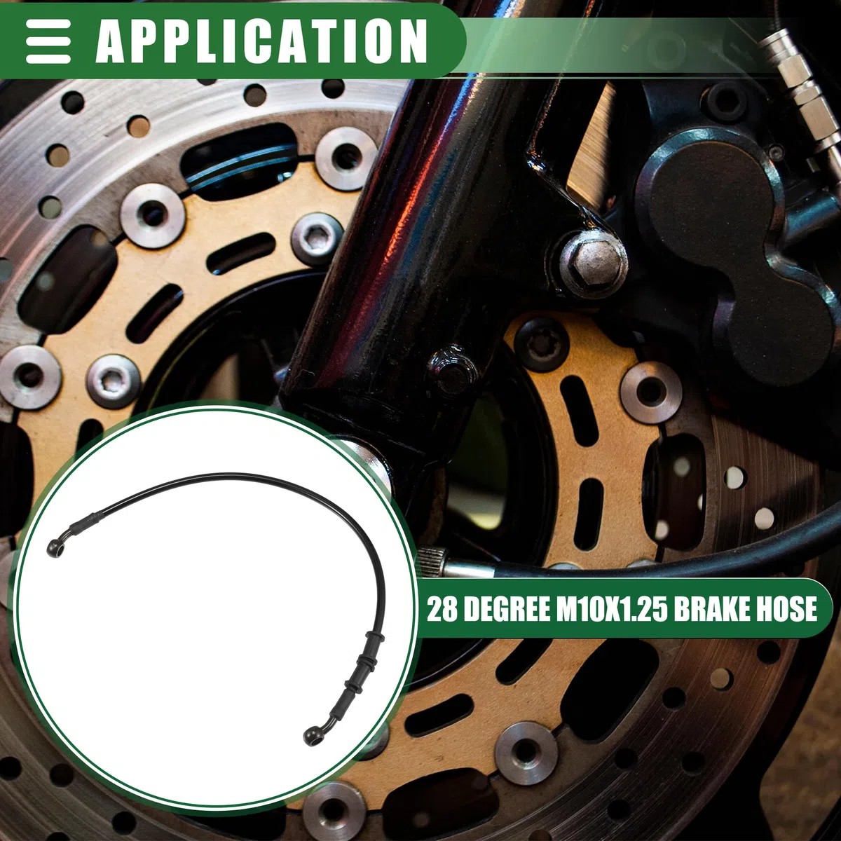 Motoforti Tubo Freno Universale per Moto ATV Dirt Bike Motocross, Tubo Freno Idrualico Intrecciato, 50cm, Resistente, Metallo, Nero Verde militari, 1 Set