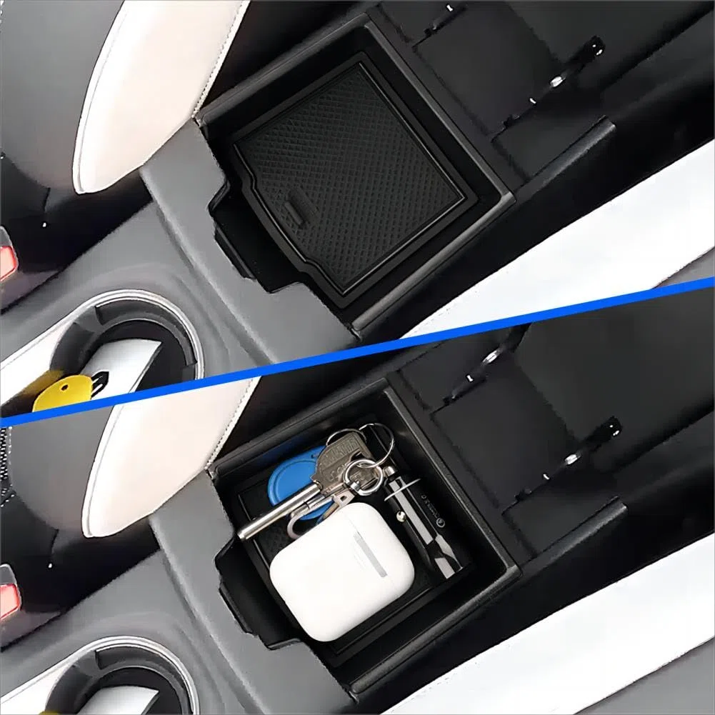 Compatibile con Renault Captur 2 2019-2024 2025 Console Centrale Scatola del Bracciolo, Organizer Vano Portaoggetti Auto Accessori con Tappetino Antiscivolo