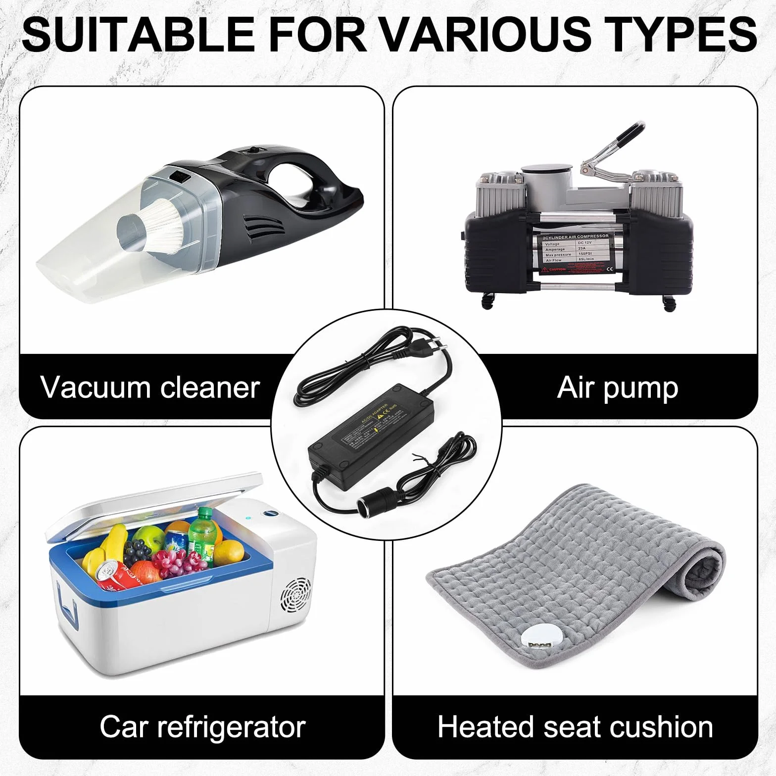 Adattatore di alimentazione per auto, 180 W, 15 A, 230 V su 12 V, adattatore per accendisigari per scatola frigo, aspirapolvere per auto, frigorifero, compressore, alimentatore per inverter adattatore