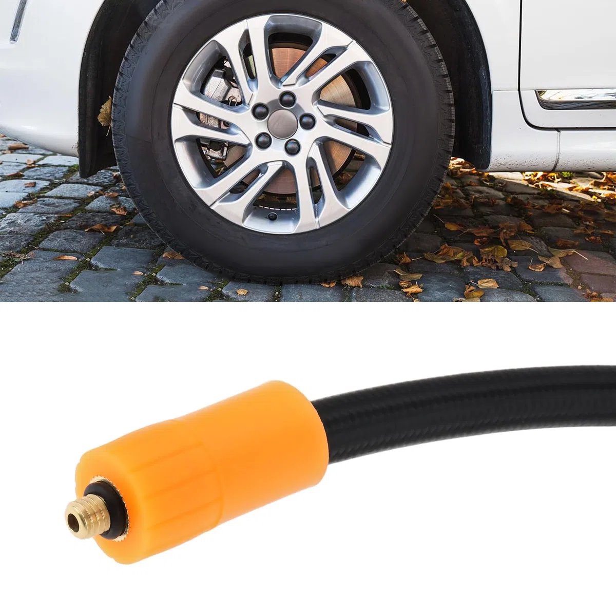 Adattatore per tubo di gonfiaggio per pneumatici M6, lunghezza 40 cm, per mandrino a clip, ugello per pneumatici, auto, moto, bicicletta, pompa ad aria, connettore per tubo flessibile