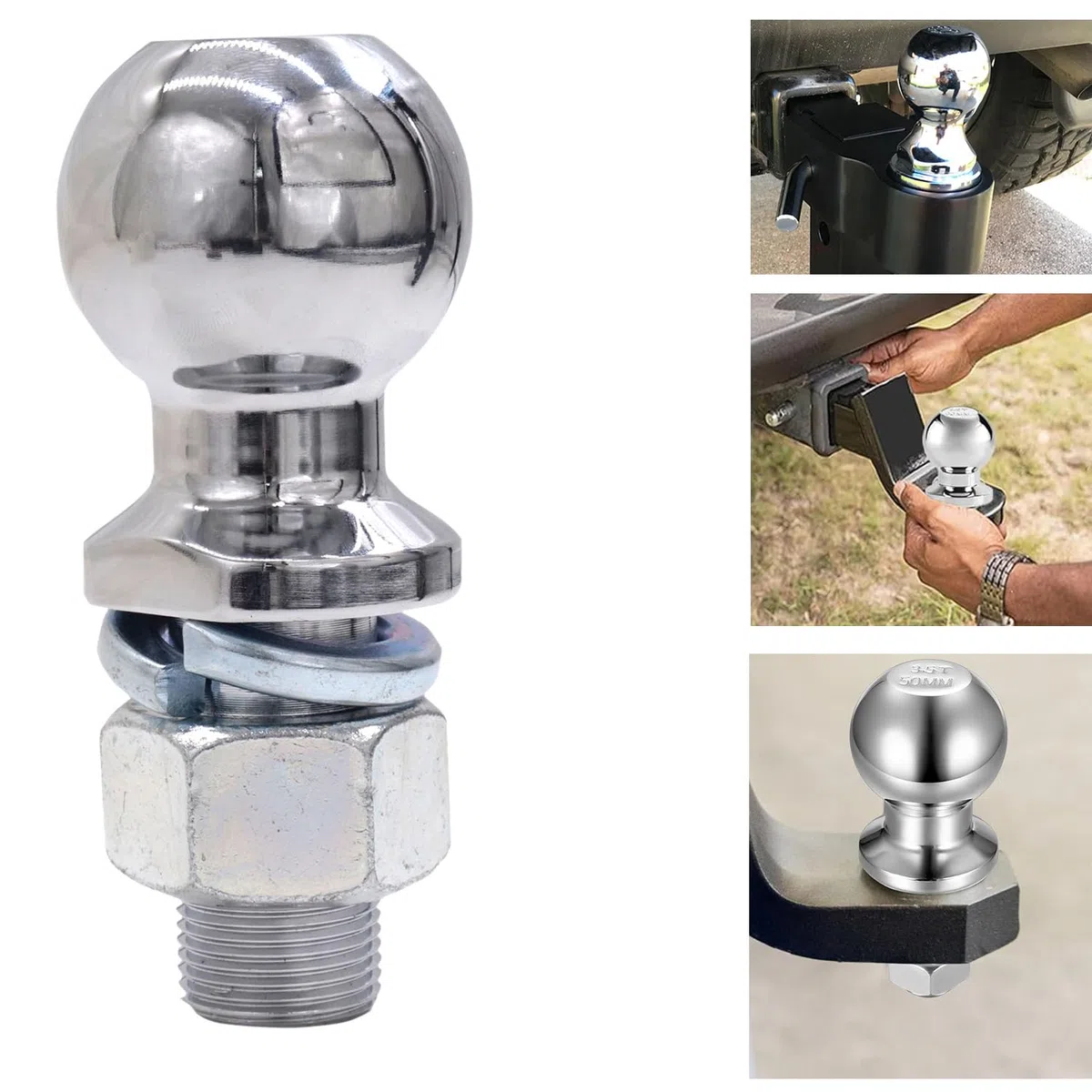 Testa sferica bullone di traino sferico, 50 mm, testa sferica 3,5 T, frizione quad, testa sferica, bullone dritto, per trattore, quad, ATV Van (M22)
