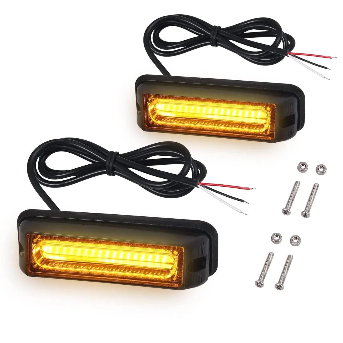 Justech 2PCS Luci LED Lampeggiante 9cm-COB Luci Ingombro Lampeggianti con Cambiare 16 Modalità Flash Impermeabile Antiurto 12V/ 24 V Universale per Veicolo Rimorchio Caravan Camion Trattore